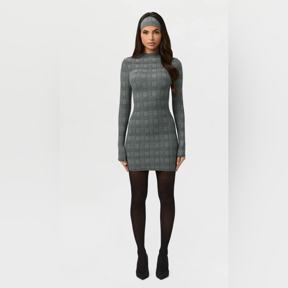 naked wardrobe Dresses & Skirts - NAKED PRINT MINI DRESS HOUNDSTOOTH-PLAID